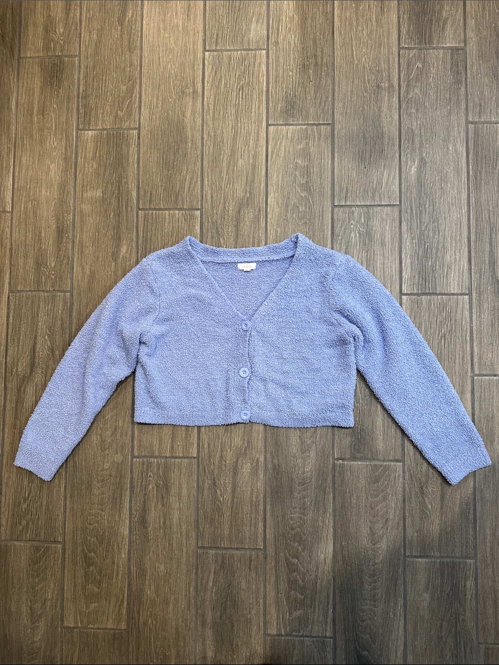 Colsie Cropped Button-Front Hazelmoon Cardigan. 3 button, Fleece. XL